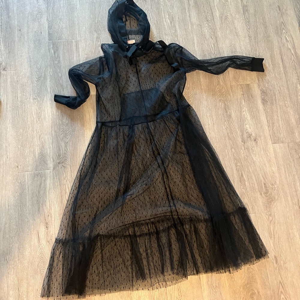 Red Valentino Grosgrain-trimmed Point d'esprit Hooded Midi Dress 46EU